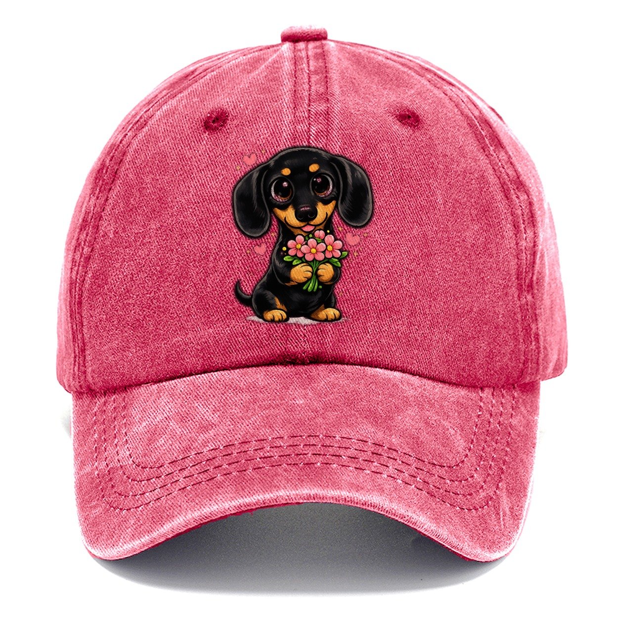 Dachshund Flower Bouquet Classic Cap – Pomegranate Blush