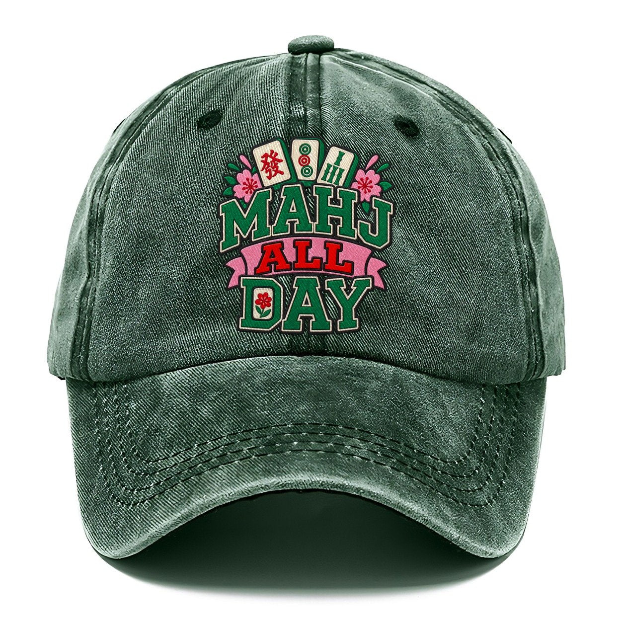 Mahj All Day Mahjong Game Night Classic Cap – Forest Mist