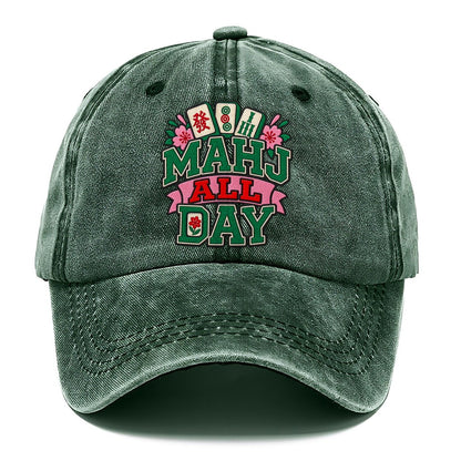 Mahj All Day Mahjong Game Night Classic Cap – Forest Mist