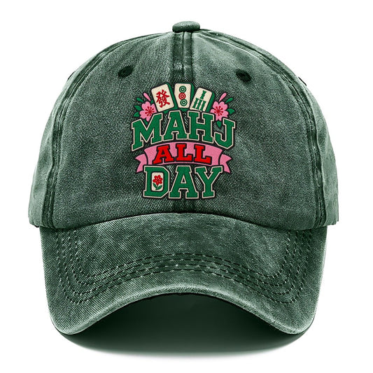Mahj All Day Mahjong Game Night Classic Cap – Forest Mist