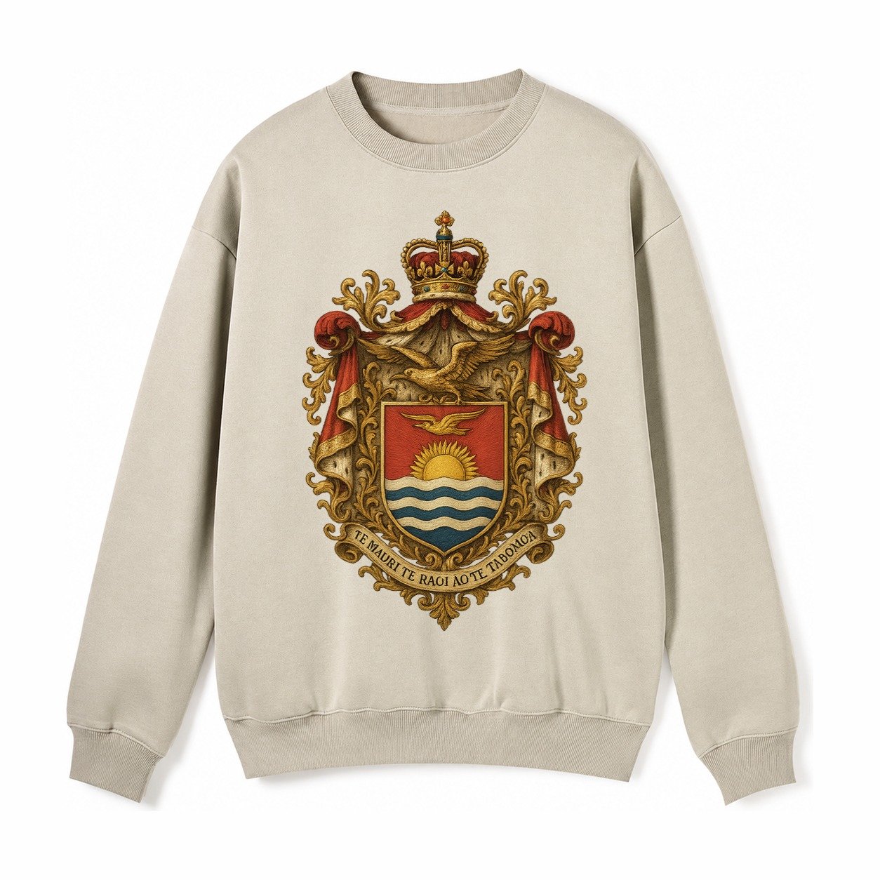 Golden Peace Embroidered Fleece Sweatshirt – Light Khaki