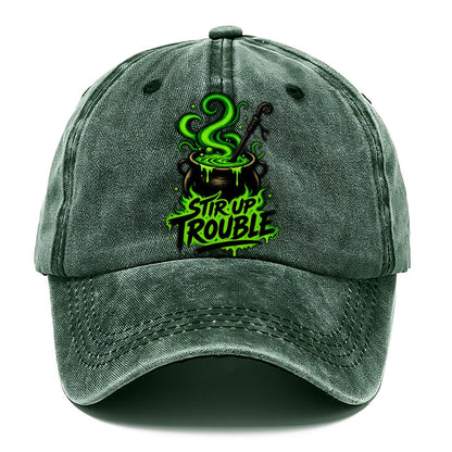 Stir Up Trouble Slogan Witch Magic Classic Cap – Forest Mist
