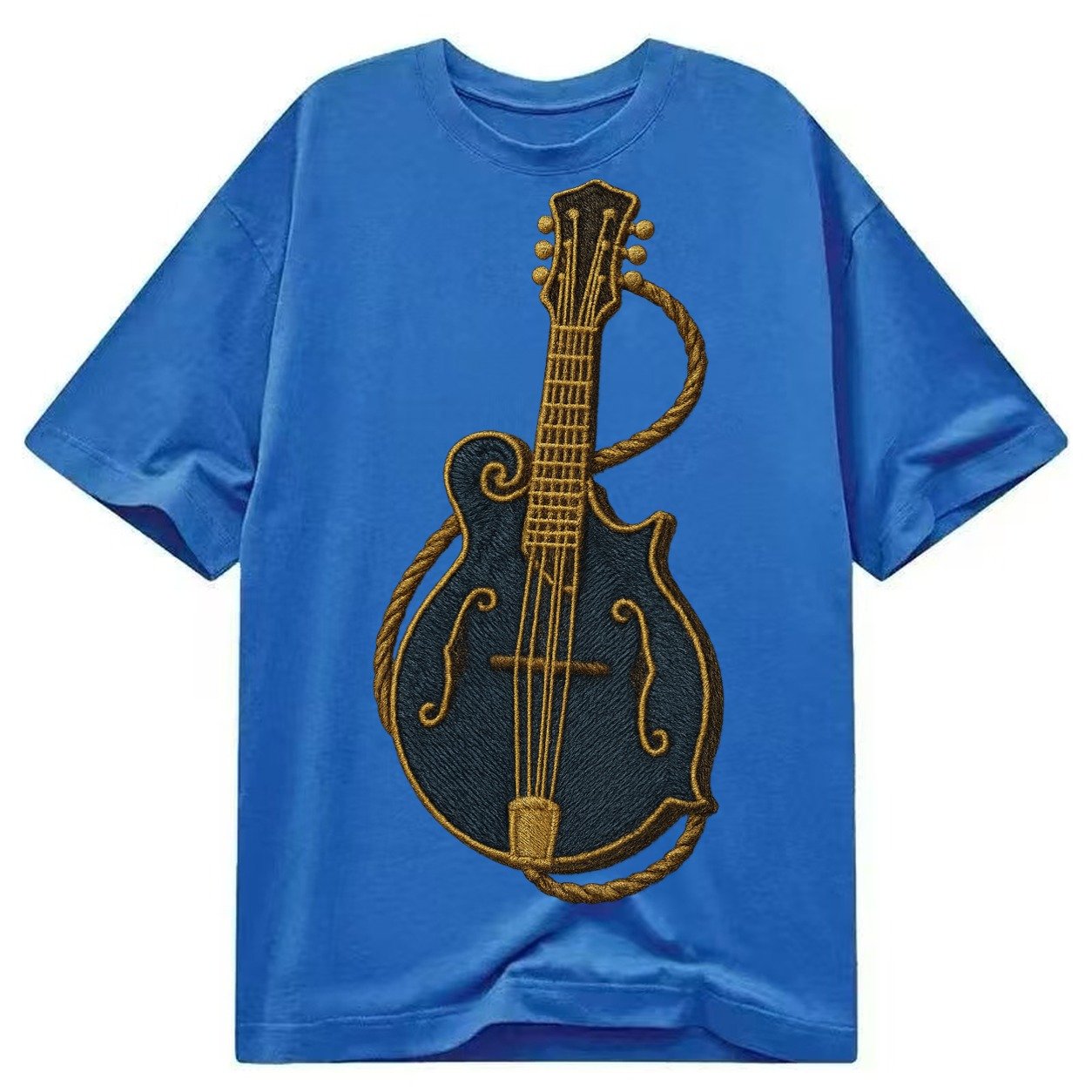 Mandolin Bluegrass Mandolin With F Holes And Double Strings Classic T-shirt – Blue