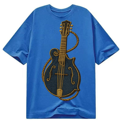 Mandolin Bluegrass Mandolin With F Holes And Double Strings Classic T-shirt – Blue