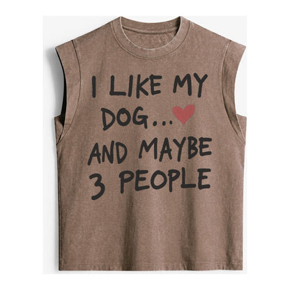 Dog Maybe 3 People Vintage Washed Tank – Brown