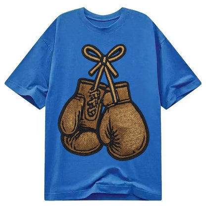 Boxing Gloves Vintage Leather Boxing Gloves With Laces Cross Classic T-shirt – Blue