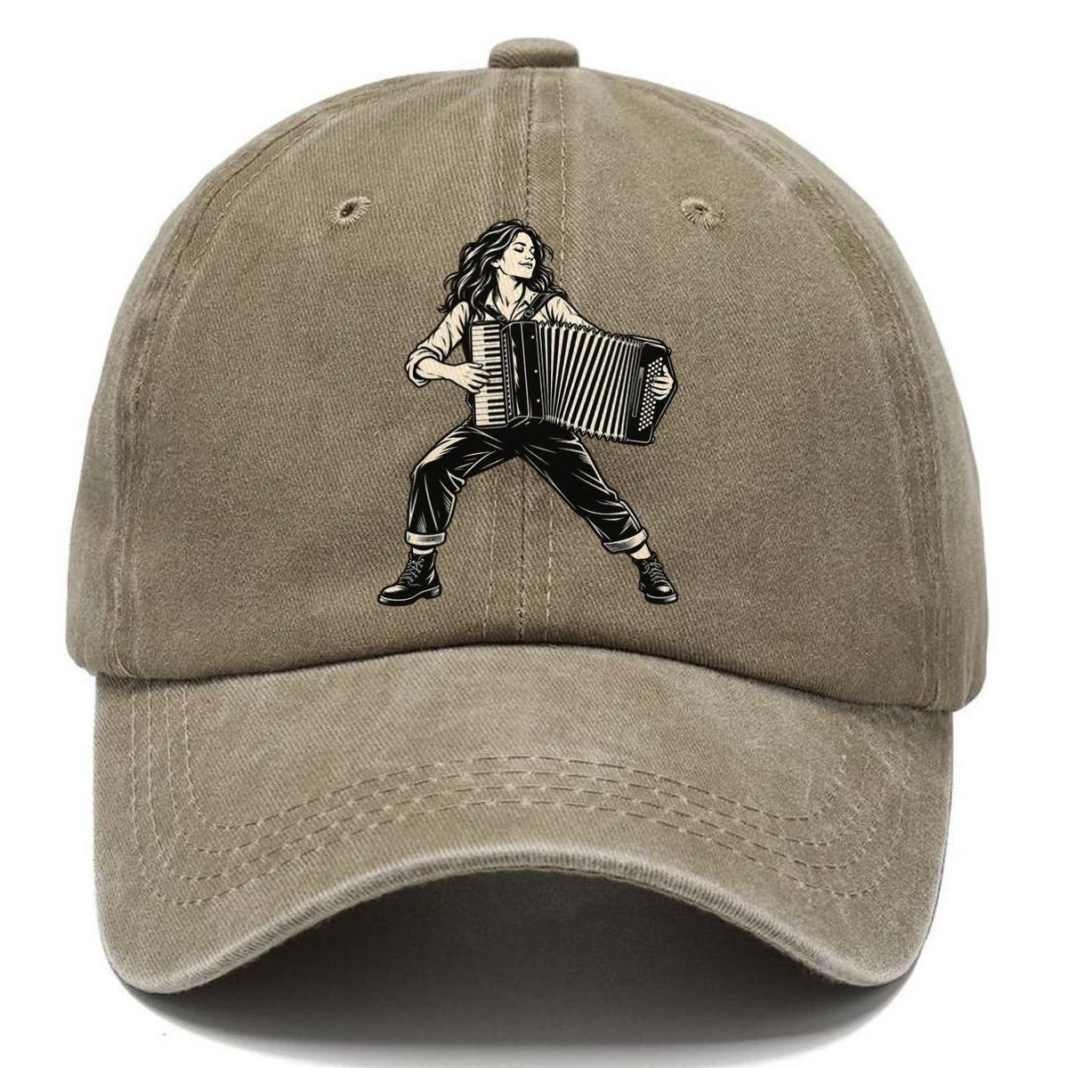 Accordionist Opening Bellows Global Music Ink Figures Classic Cap – Warm Sand