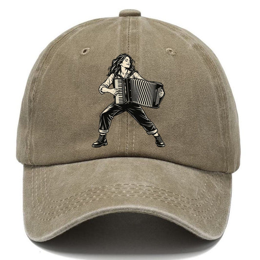 Accordionist Opening Bellows Global Music Ink Figures Classic Cap – Warm Sand