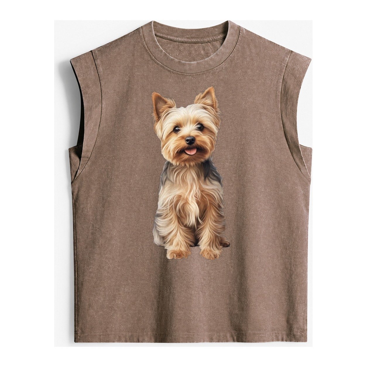 Yorkshire Terrier Dog Vintage Washed Tank – Brown