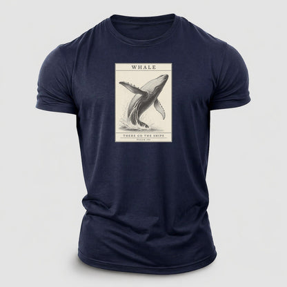 Whale Specimen Plate Creature Canticle Cotton T-Shirt – Navy