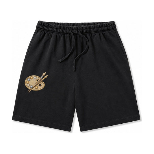 Artist Palette Washed Shorts – Black