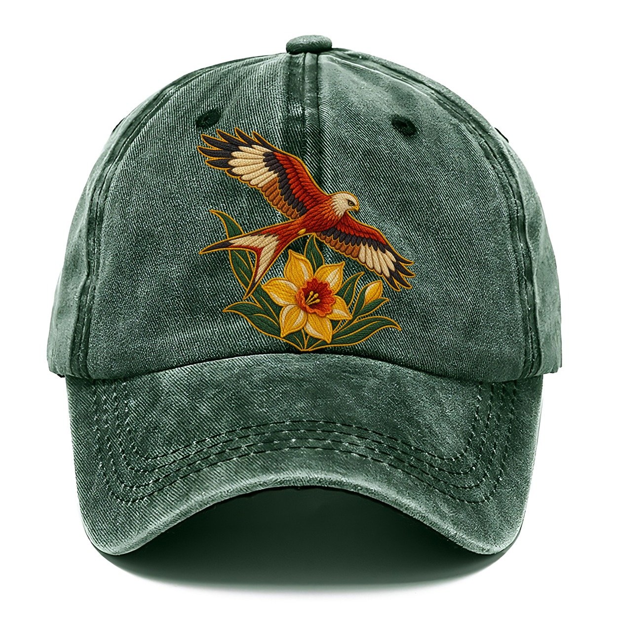 Welsh Daffodil And Red Kite Uk Culture Heritage Classic Cap – Forest Mist