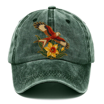 Welsh Daffodil And Red Kite Uk Culture Heritage Classic Cap – Forest Mist