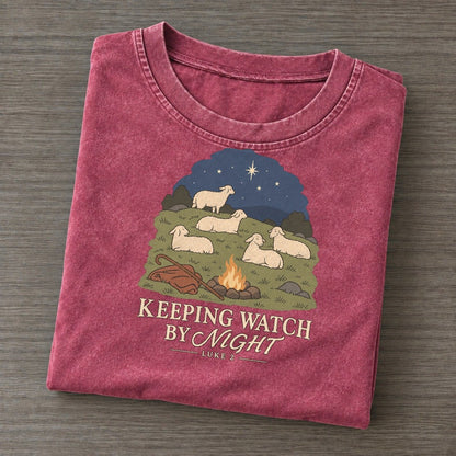 Keeping Watch By Night The Counting Gate Vintage T-shirt – Raspberry