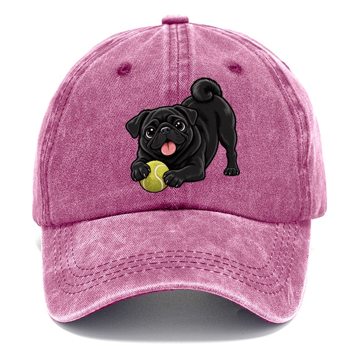 Black Pug with Tennis Ball Classic Cap – Dusty Rose