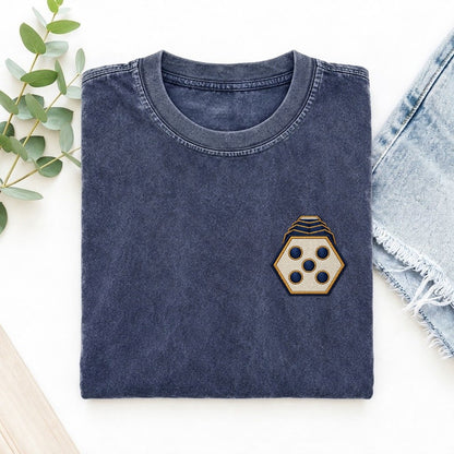 Concertina Hex Fold Left Chest Vintage T-shirt – Blue