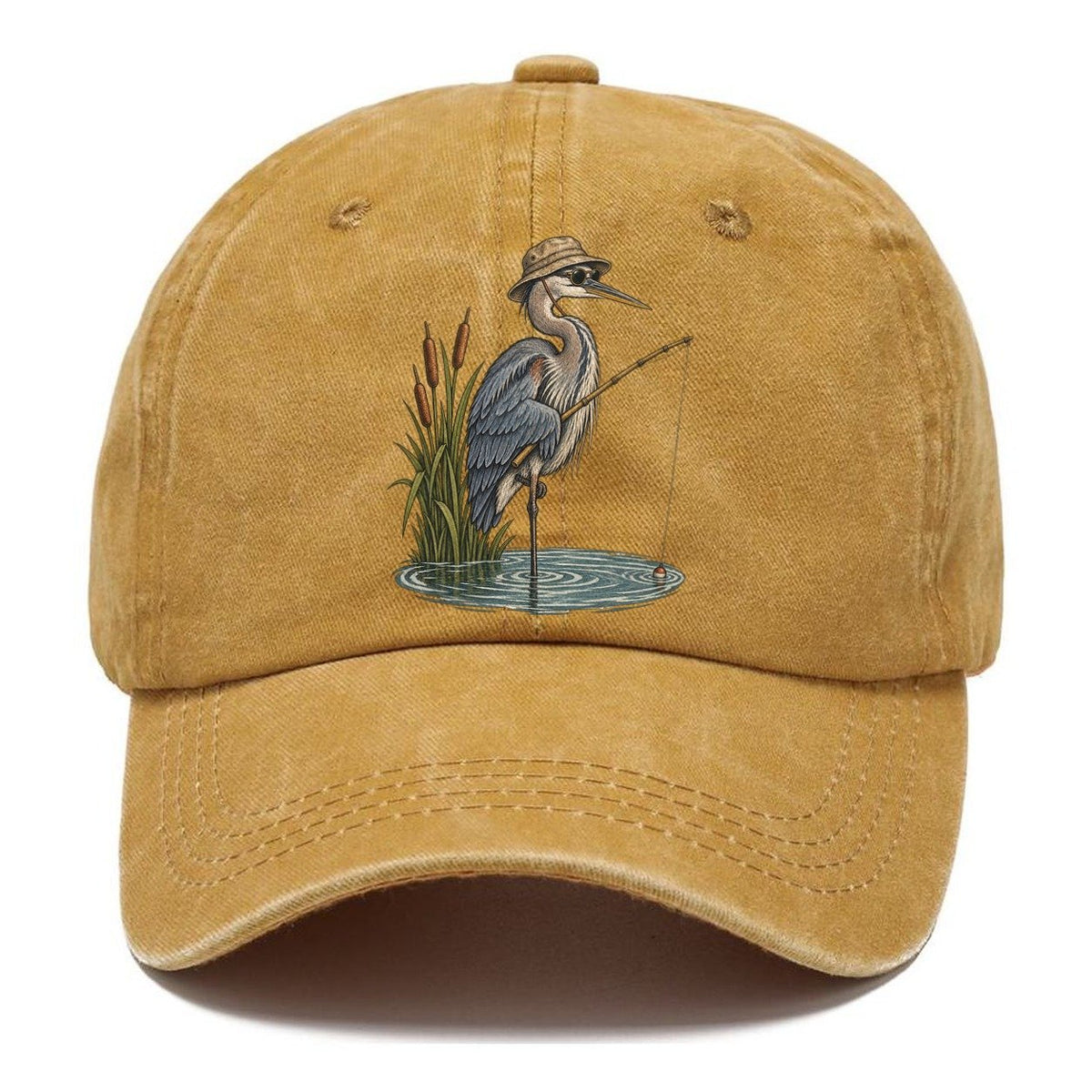Heron Gone Fishing Slow Camp Club Classic Cap – Golden Harvest
