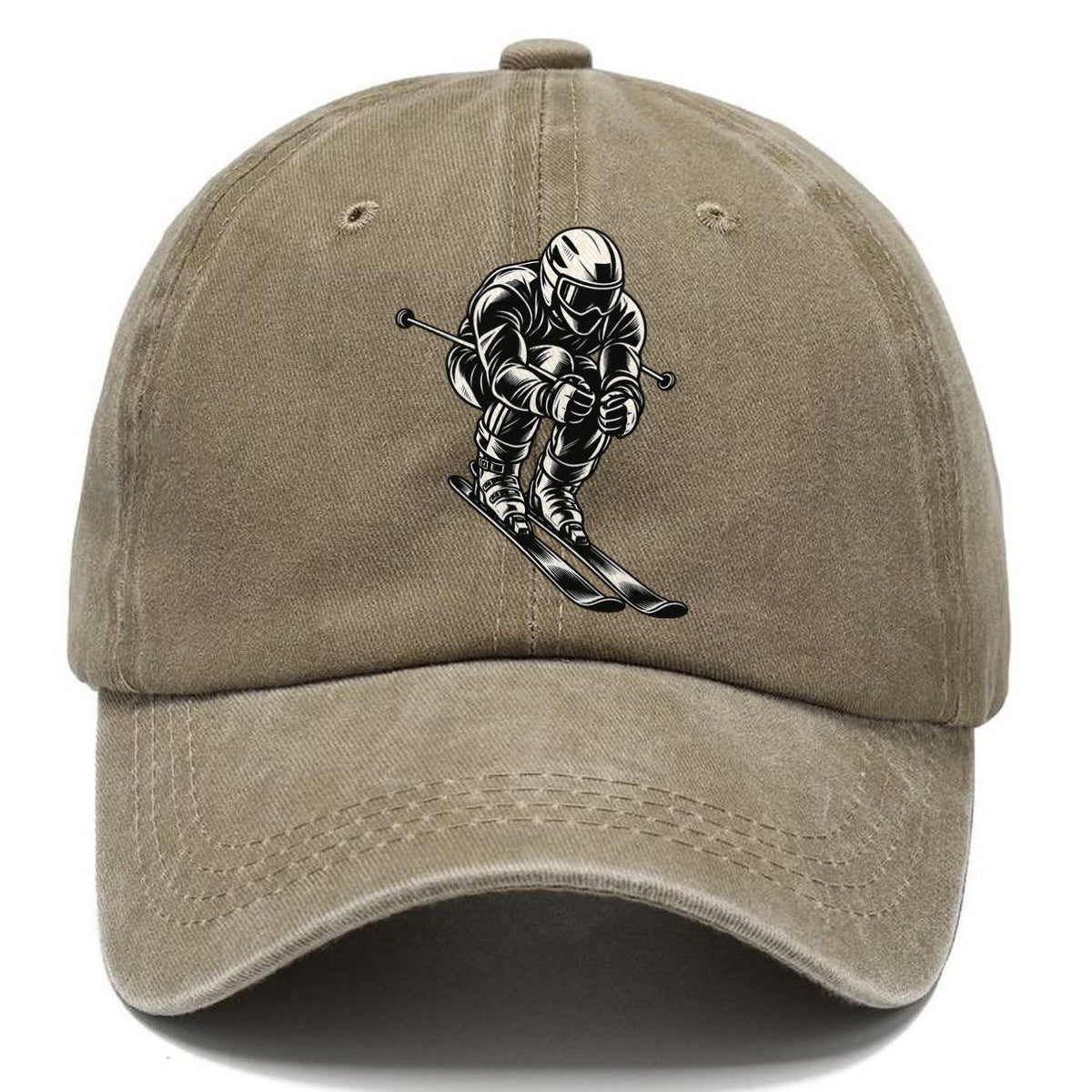 Alpine Skier Downhill Tuck Global Sports Ink Figures Classic Cap – Warm Sand
