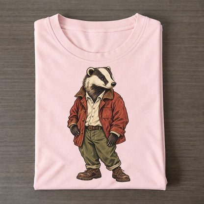 European Badger Wardrobe Portrait Wild Wardrobe Portraits Classic T-shirt – Pink