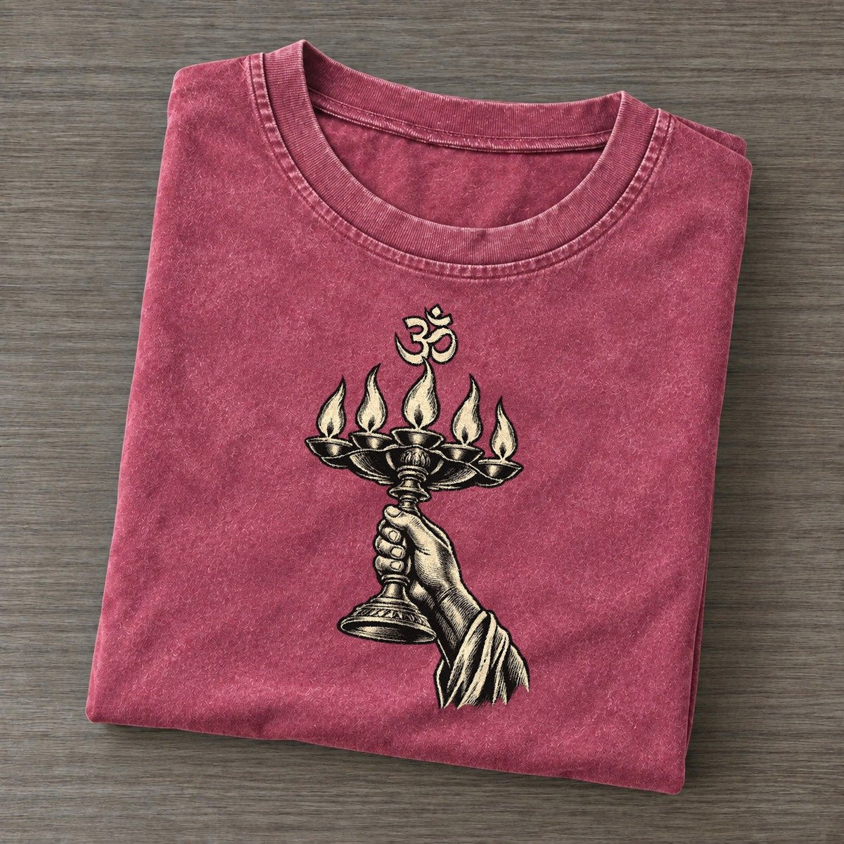 Hindu Aarti Lamp World Faiths Ink Figures Vintage T-shirt – Raspberry