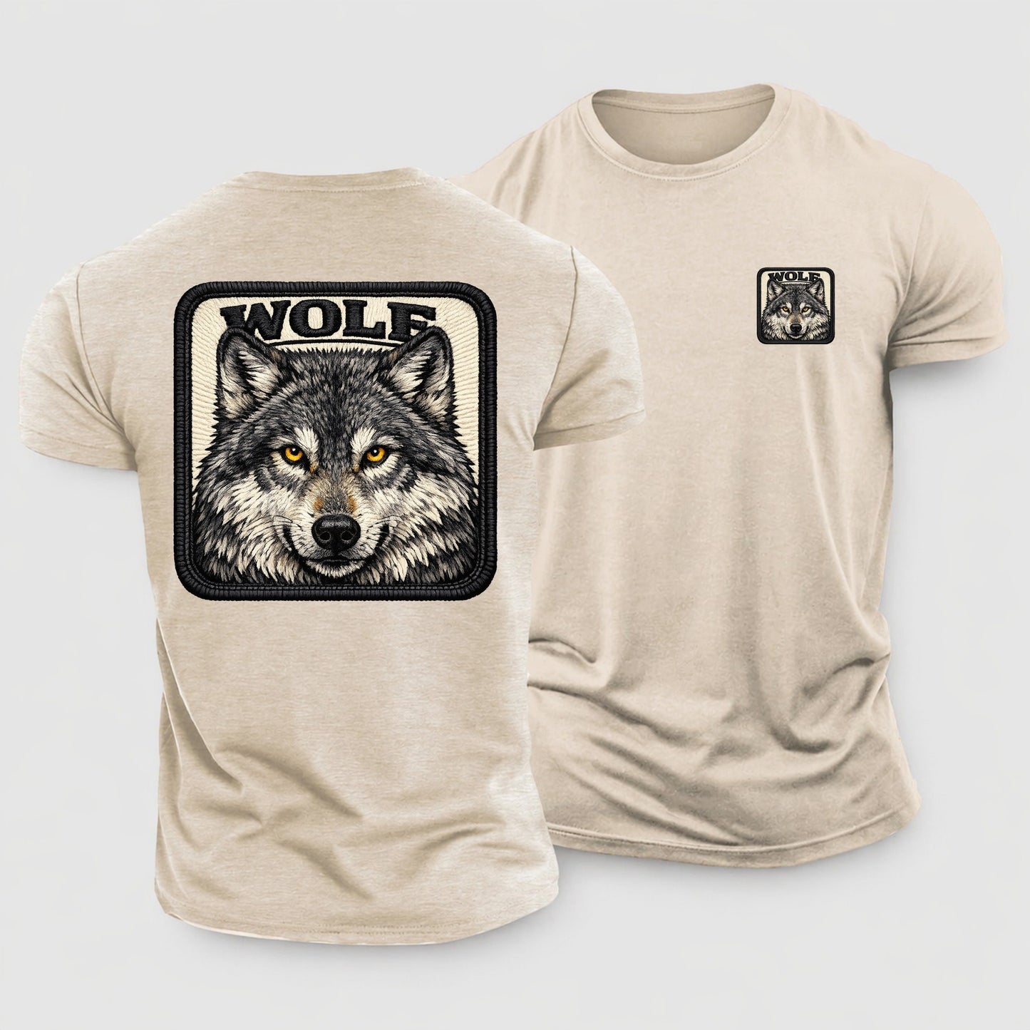 Wolf Cotton T-Shirt – Sand