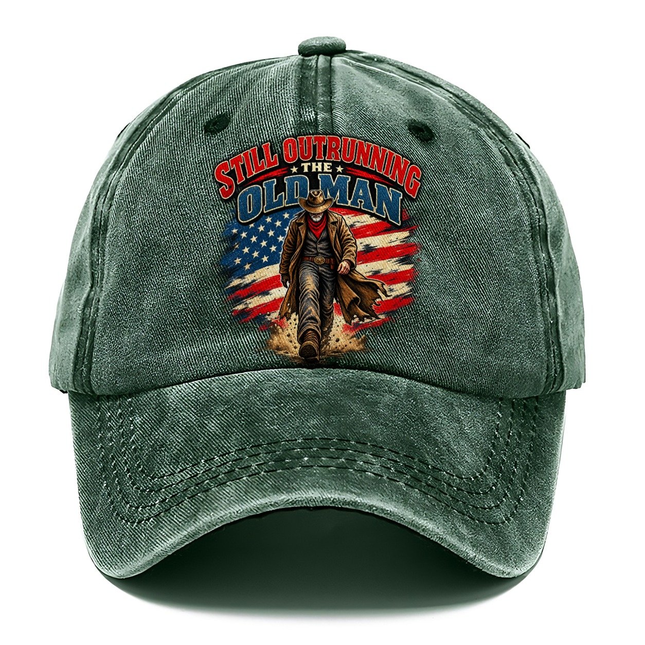 Still Outrunning The Old Man Old Man Strong Classic Cap – Forest Mist