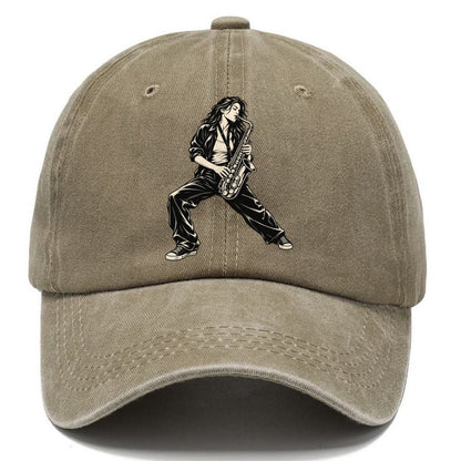 Saxophonist Standing Solo Global Music Ink Figures Classic Cap – Warm Sand