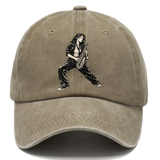 Saxophonist Standing Solo Global Music Ink Figures Classic Cap – Warm Sand
