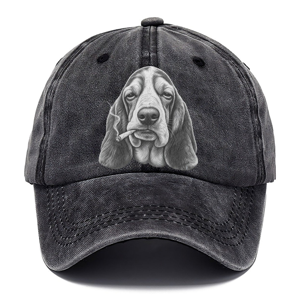 Basset Hound A Loosely Hand Rolled Cigarette Smoking Dogs Smoking Dogs Portraits Classic Cap – Graphite