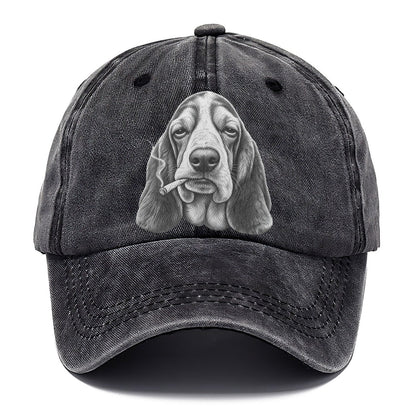 Basset Hound A Loosely Hand Rolled Cigarette Smoking Dogs Smoking Dogs Portraits Classic Cap – Graphite