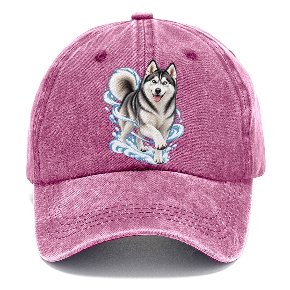 Blue-Eyed Husky Snow Swirl Classic Cap – Dusty Rose