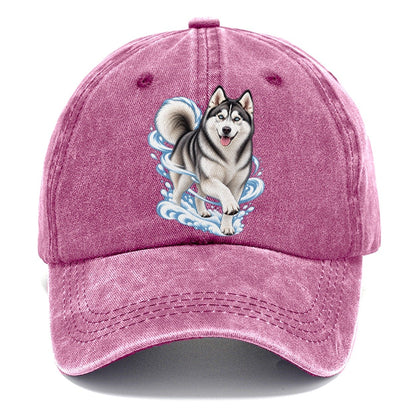 Blue-Eyed Husky Snow Swirl Classic Cap – Dusty Rose