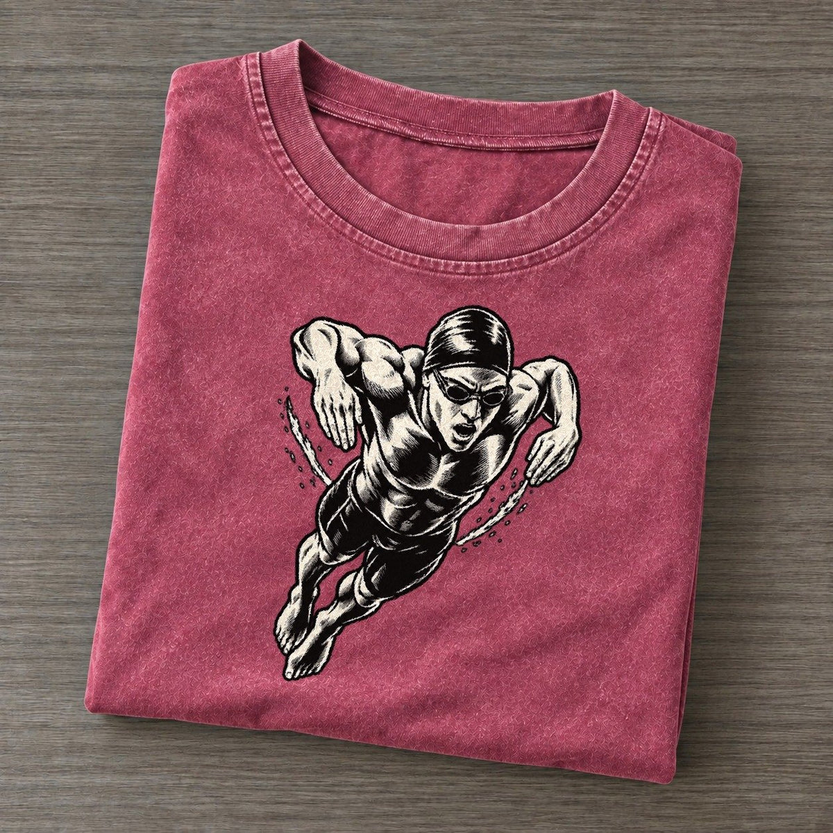 Swimmer Butterfly Rise Global Sports Ink Figures Vintage T-shirt – Raspberry
