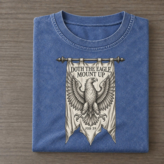 Doth The Eagle Mount Up Beast And Banner Vintage T-shirt – Washed Blue