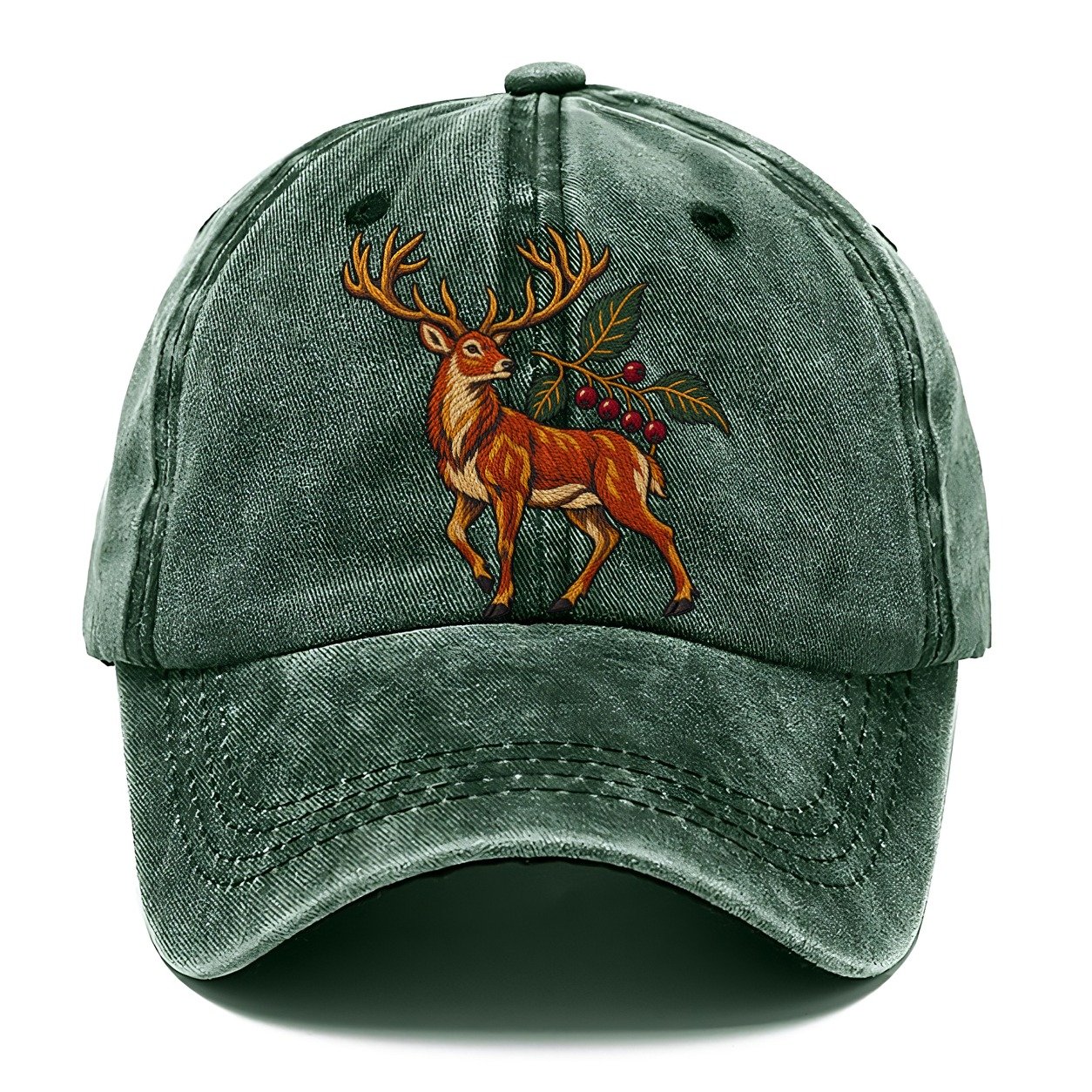 Red Deer And Rowan Berries Uk Culture Heritage Classic Cap – Forest Mist