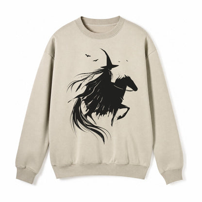 Witch On Horse Fleece Sweatshirt – Light Khaki
