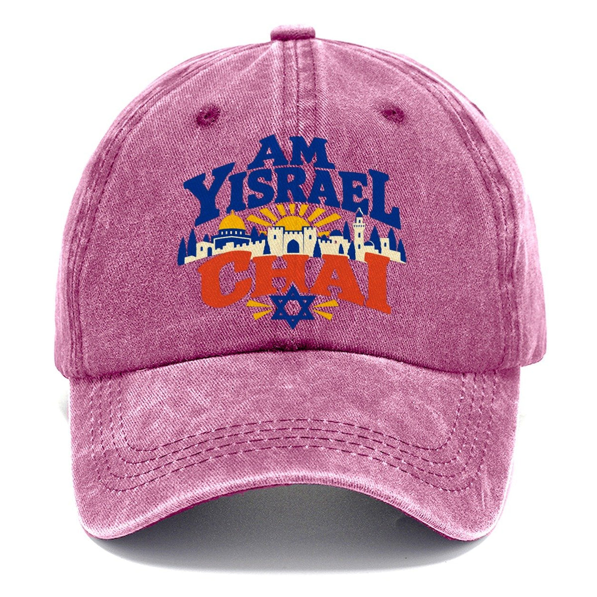 Am Yisrael Chai Lettering Jerusalem Classic Cap – Dusty Rose