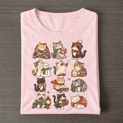 Cozy Winter Cat Club Classic T-shirt – Pink