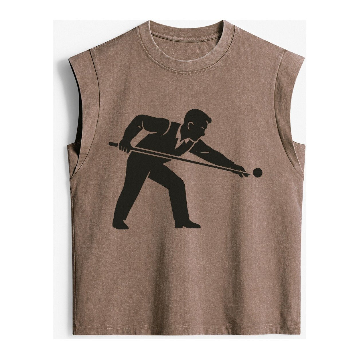 Pool Player Lining Up Shot Vintage Washed Tank – Brown