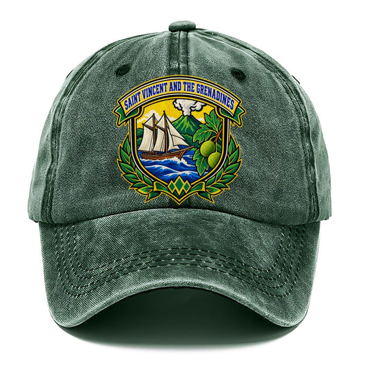 Saint Vincent And The Grenadines Retro Badge Country Logos Classic Cap – Forest Mist