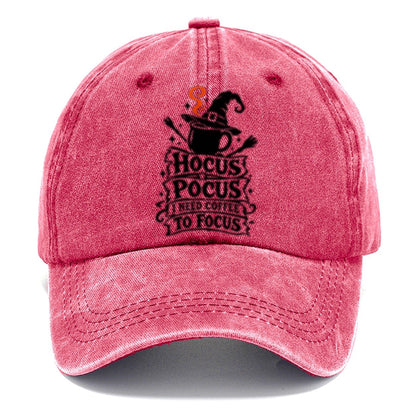 Hocus Pocus I Need Coffee To Focus Slogan Witch Magic Classic Cap – Pomegranate Blush