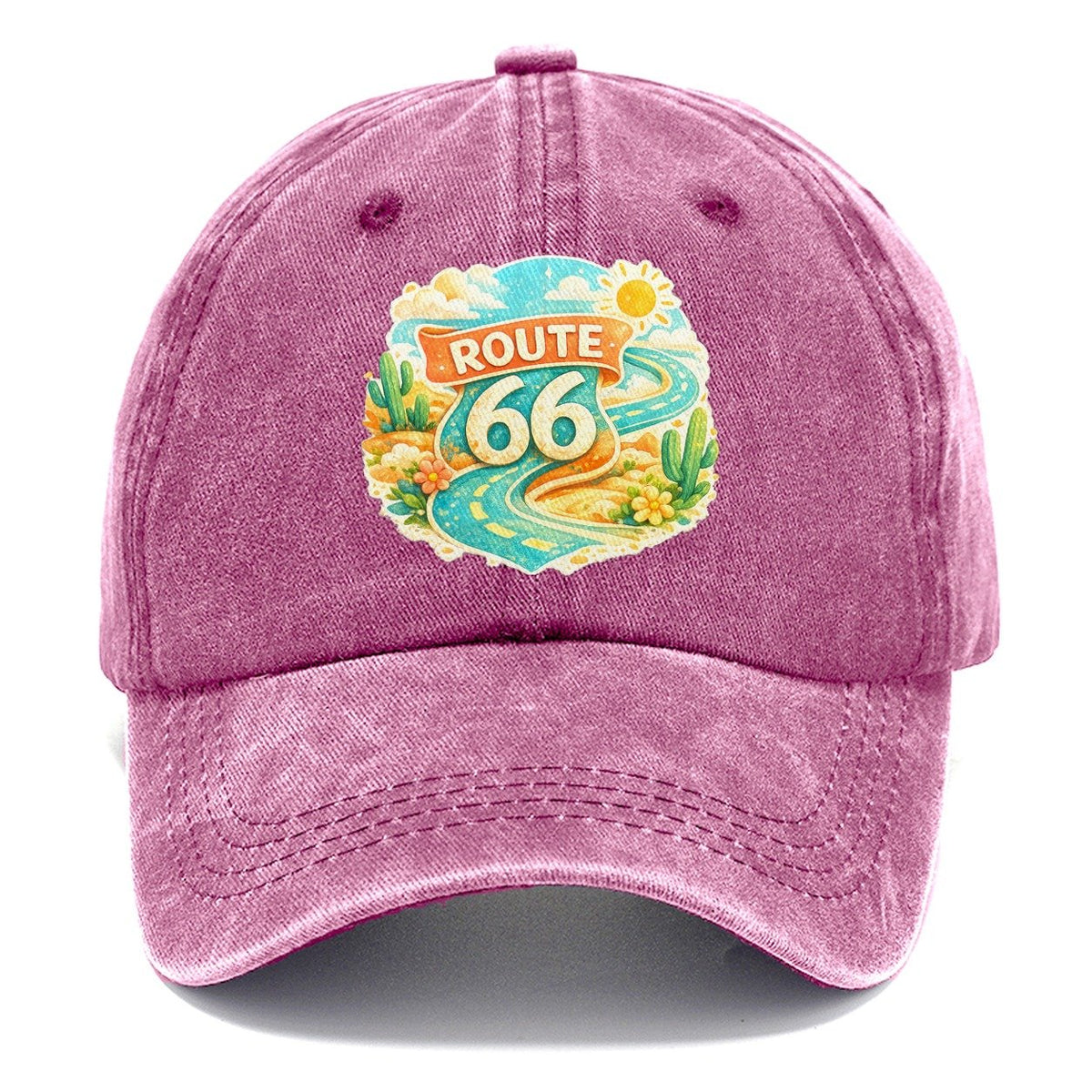 Route 66 Highway Shield Classic Cap – Dusty Rose