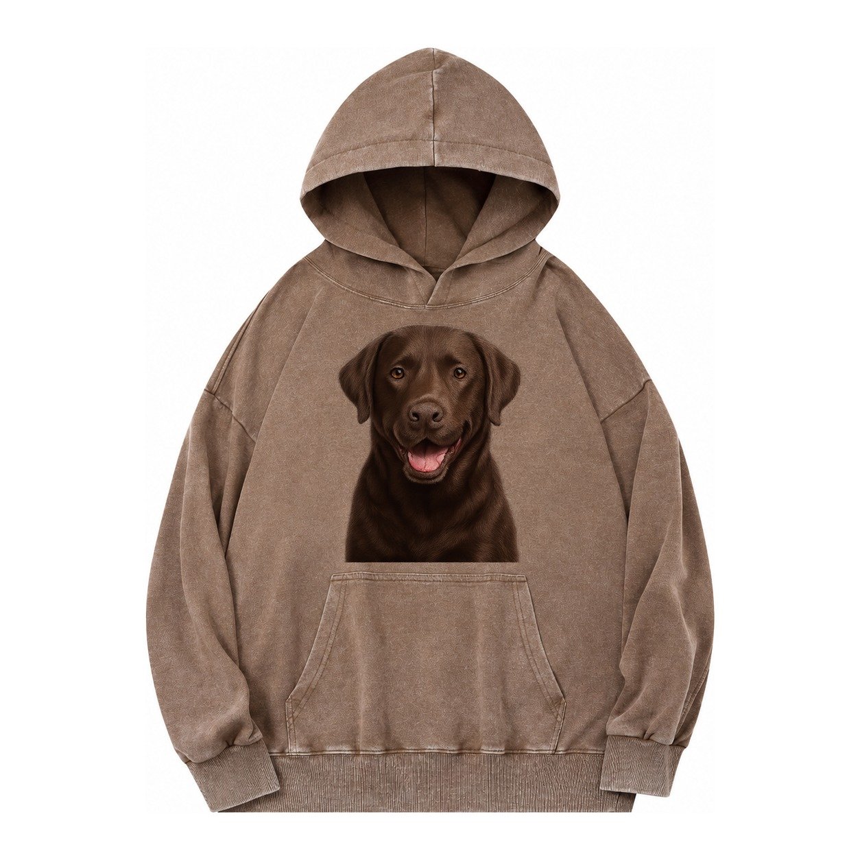 Labrador Friendly Family Vintage Washed Hoodie – Brown