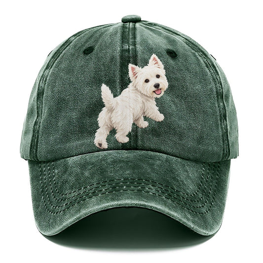 Happy White Terrier Classic Cap – Forest Mist
