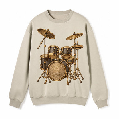 Drum Kit Fleece Sweatshirt – Light Khaki