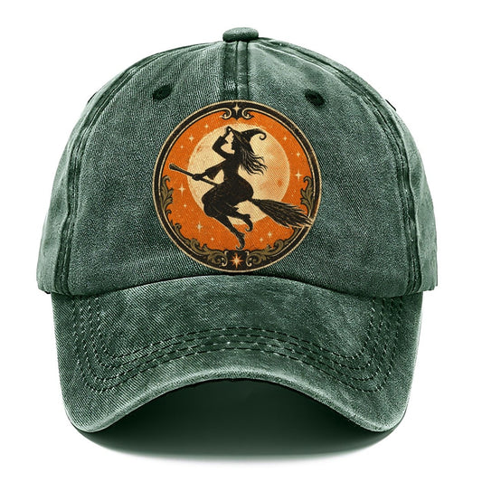 Vintage Moonlit Witch Emblem Classic Cap – Forest Mist