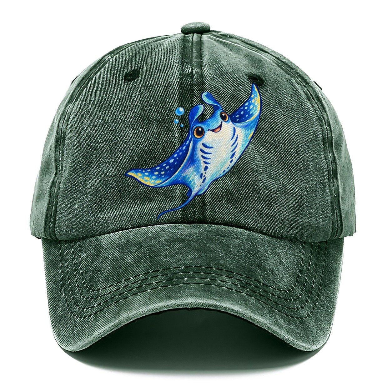 Manta Ray Upward Glide Sea Sprite Classic Cap – Forest Mist