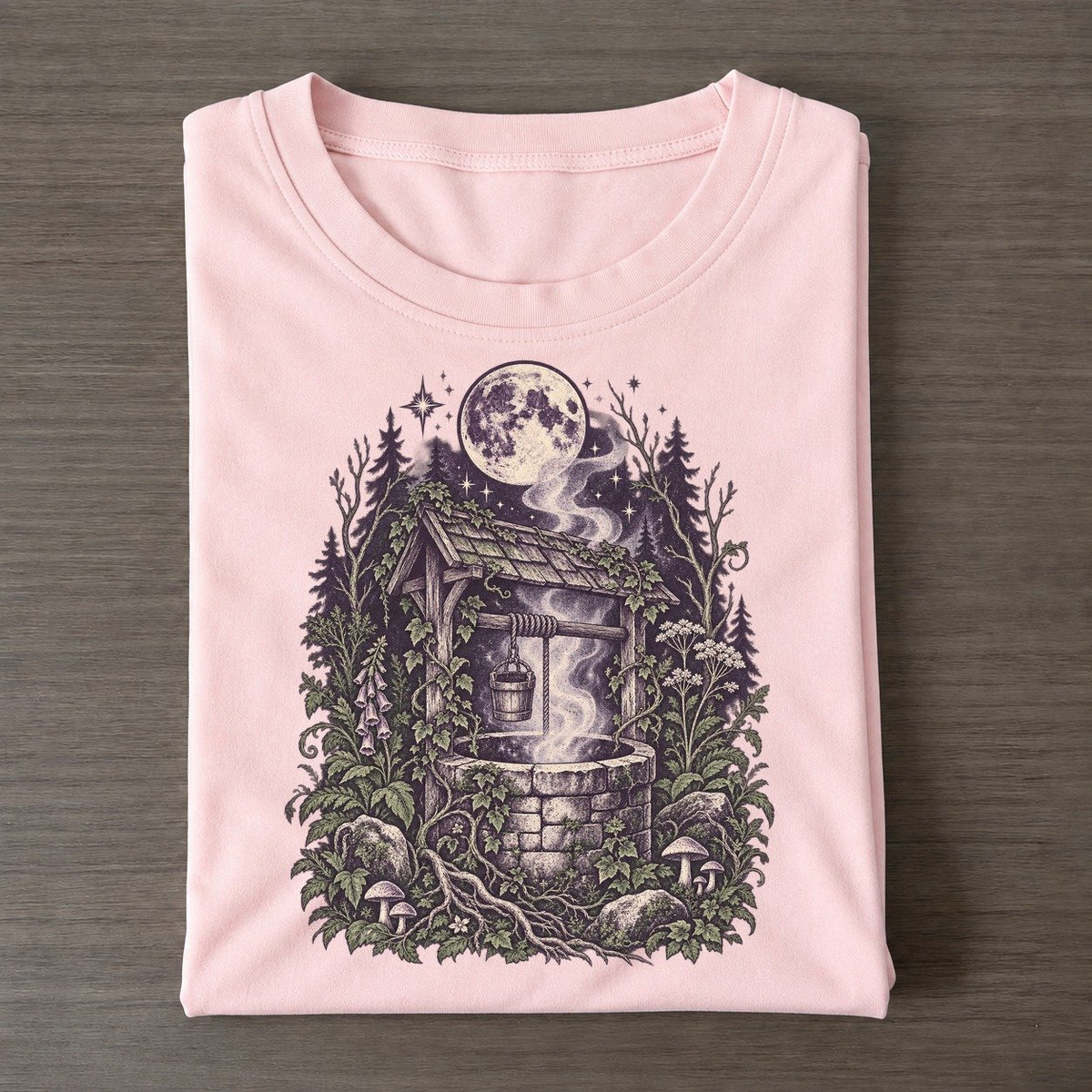 Stone Well In The Forest Midnight Haunt Classic T-shirt – Pink