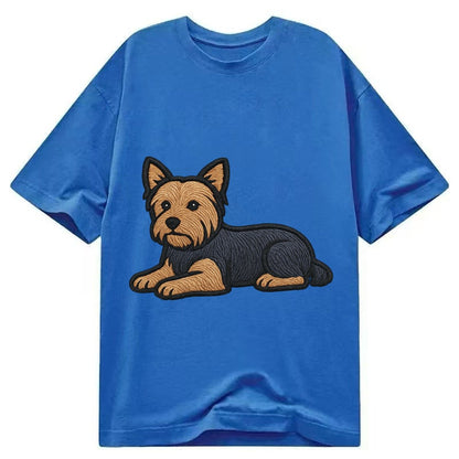 Yorkshire Terrier Blue And Tan Relaxed Lying Down With Head Classic T-shirt – Blue