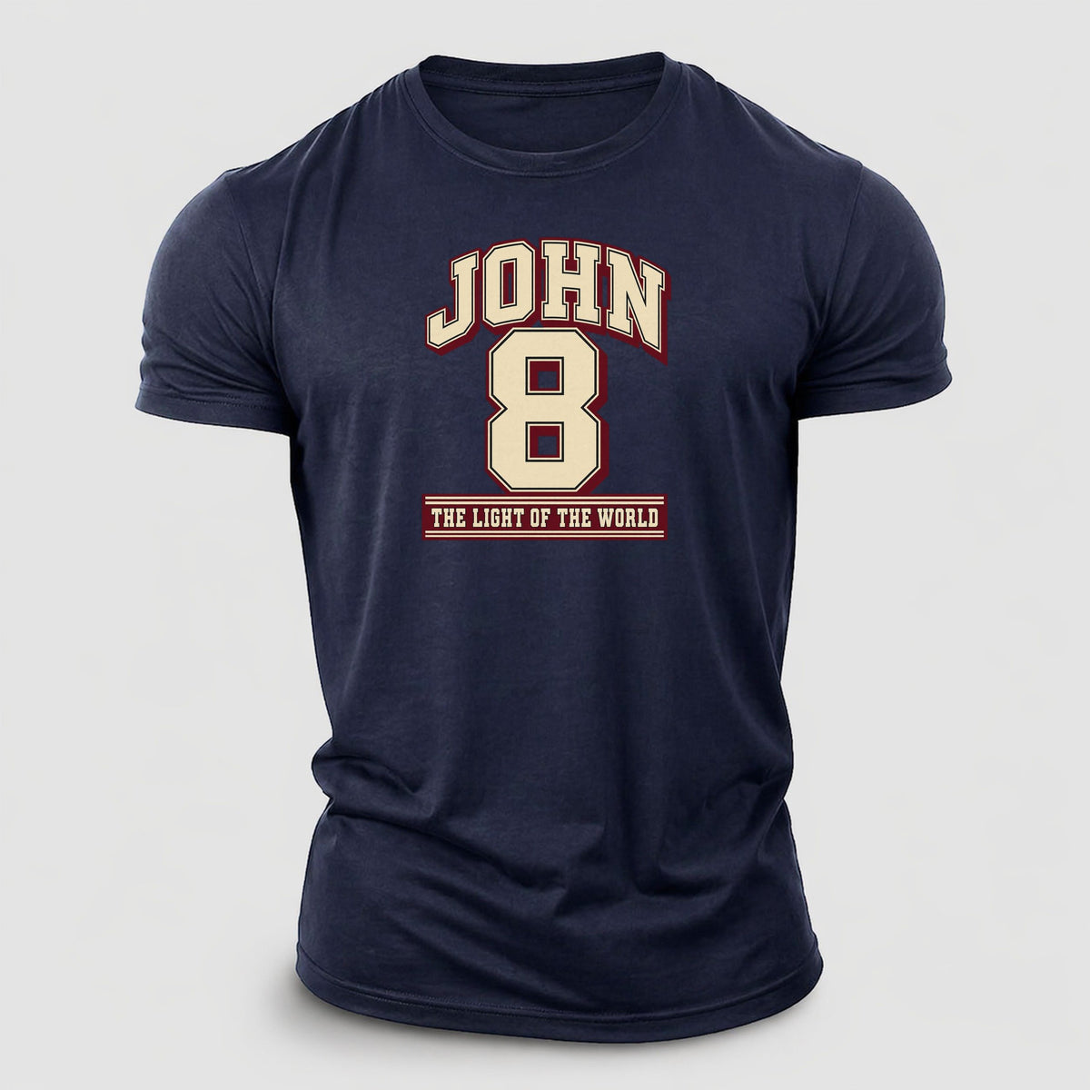 John 8 Varsity Chapel Varsity Cotton T-Shirt – Navy